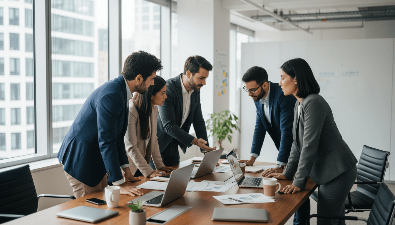 Professional team working on business expansion strategy